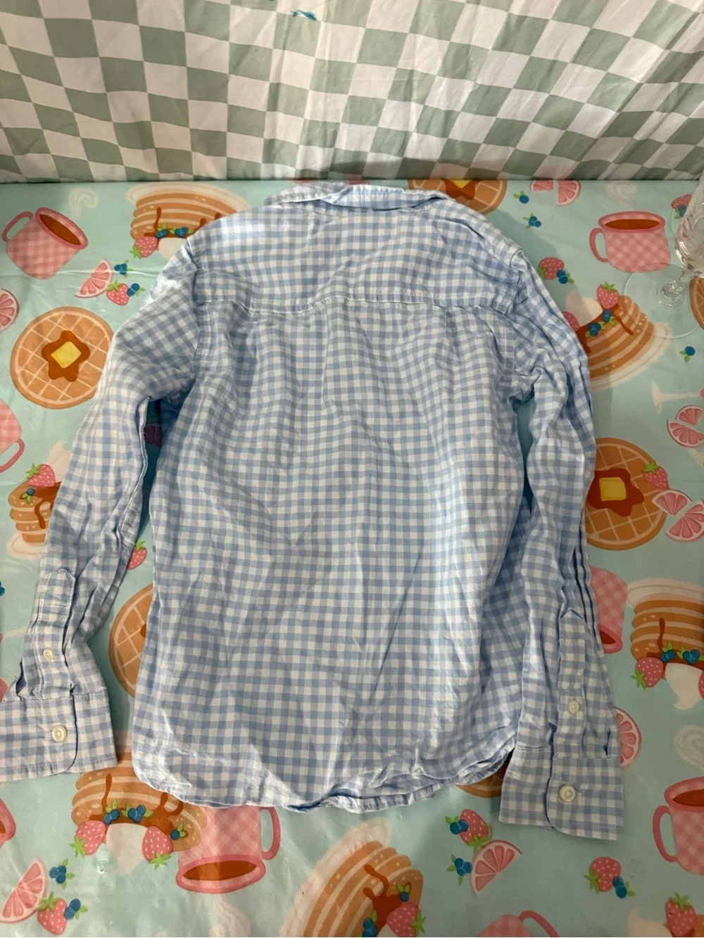 The Children's Place Light Blue and White Gingham Button-Down Shirt